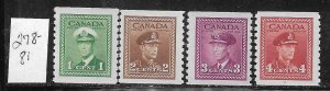 CANADA SCOTT #278-81 1948 GEORGE VI COILS PERF 9 1/2 VERTICAL- MINT NEVER HINGED