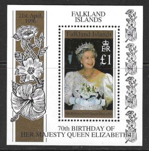 FALKLAND ISLANDS SGMS765 1996 70th BIRTHDAY OF QUEEN ELIZABETH   MNH