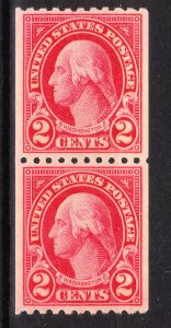 MOstamps - US #606 Mint OG NH Coil Pair - Lot # DS-1458