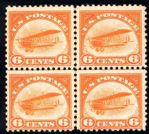 USAstamps FVF US 1918 Airmail Center Line Block Scott C1 OG MNH, MLH SCV $330+