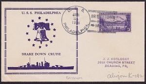 BARBADOS 1938 USS Philadelphia : BRIDGETOWN BARBADOS duplex cancel..........6175