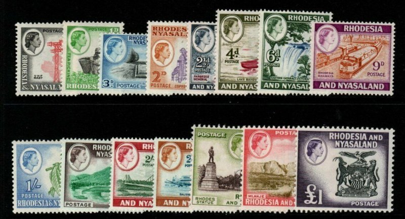 RHODESIA & NYASALAND SG18/31 1959/62 DEFINITIVE SET MTD MINT