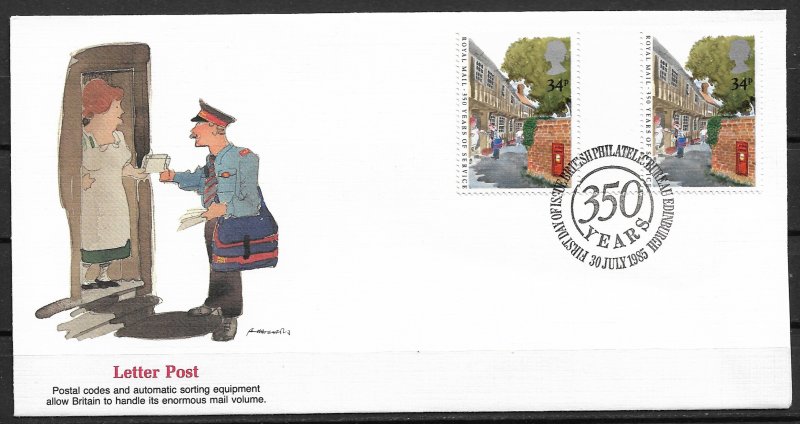 1985 Great Britain 1114 gutter pair FDC