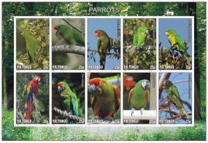 TONGO SHEET IMPERF CINDERELLA BIRDS PARROTS