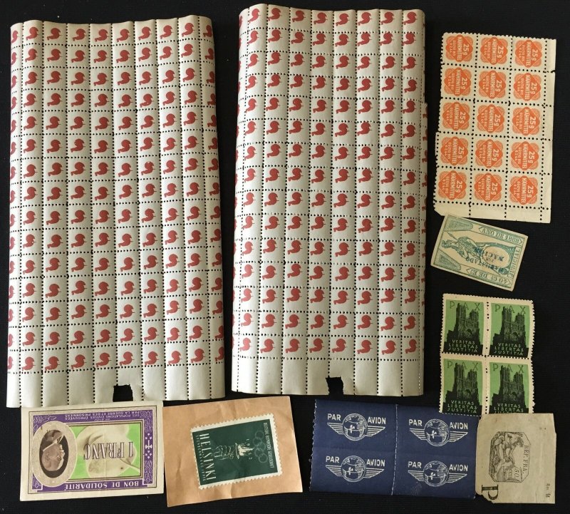 GB France Canada Crest Sheets Cut outs Cinderellas M&U (100s) (LA 829