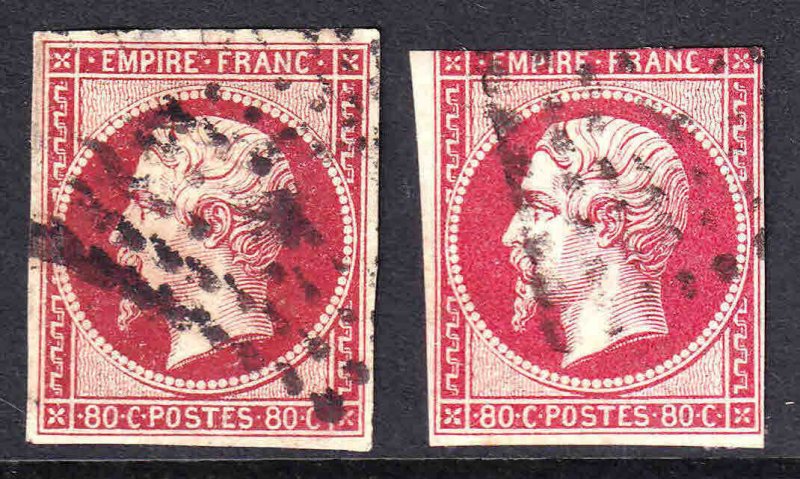 FRANCE 19, 20b DOT CANCELS SHADES x2 $158