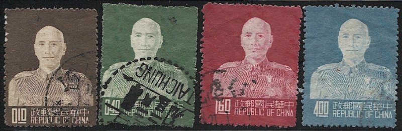 CHINA 1953 Sc 1077//1088 Used VF Chiang Kai-shek, four different