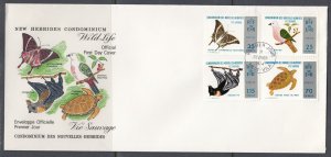 New Hebrides (Fr) Scott 202-5 FDC - 1974 Wildlife Issue