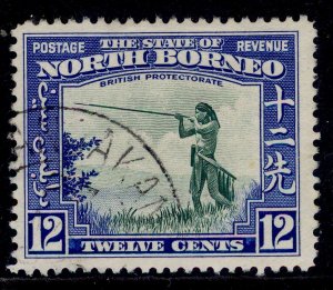 NORTH BORNEO GVI SG310, 12c green & royal blue, FINE USED. Cat £13.