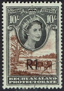 BECHUANALAND 1961 QEII CATTLE R1 ON 10/- TYPE II USED