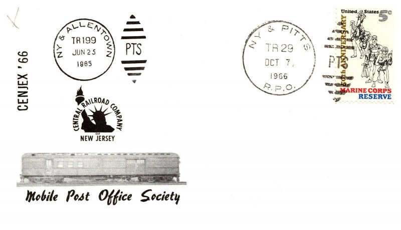 1966 NY & Pitts R.P.O.Railroad+ Mobile Post Office Train Society Cachet #104