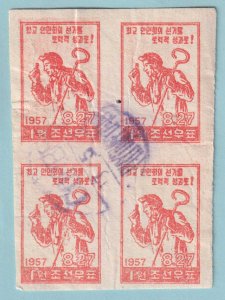 KOREA, DPR 115a IMPERFORATE BLOCK OF FOUR  USED - P405