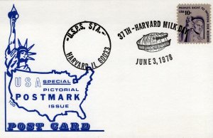 US SPECIAL PICTORIAL POSTMARK POSTAL CARD 37th HARVARD MILK DAY ILLINOIS 1978 -3