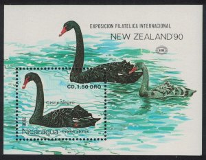 Nicaragua Black Swan Birds MS 1991 MNH SG#MS3078