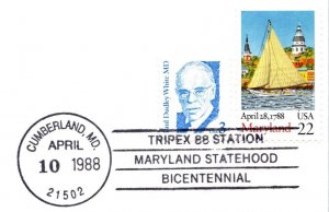 US SPECIAL PICTORIAL POSTMARK COVER BICENTENNIAL OF MARYLAND'S STATEHOOD 1988