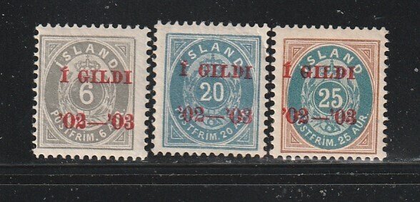 Iceland 46-48 MH Overprints