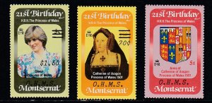 Montserrat # O62-64, Princess Diana Birthday Overprinted for Official Use, NH,