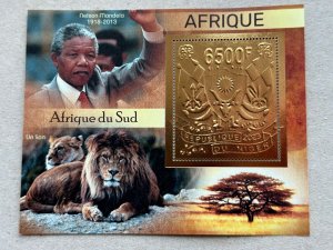 Fauna, Lion, Elephant, Mandela 2023 year 5 blocks Foil. Bronza.  perforated  NEW