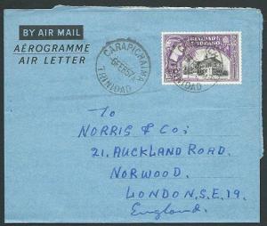 TRINIDAD 1957 12c airletter CARAPHICAIMA to UK.............................42584