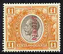 Kenya, Uganda & Tanganyika 1922-27 KG5 £1 black & orange ...