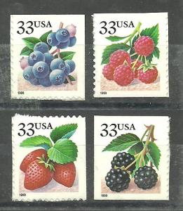 #3294-3297 Berries  4 singles from Booklet Pane Mint NH (1999)