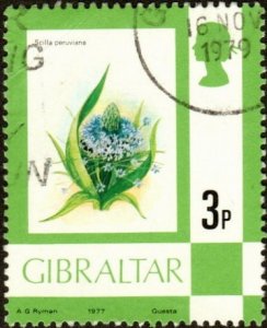 Gibraltar 344 - Used - 3p Giant Squill (Flower) (1977)