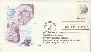 US 1731 13c Carl Sandburg FDC Marg Cachet w/ Enclosure ECV $12.50