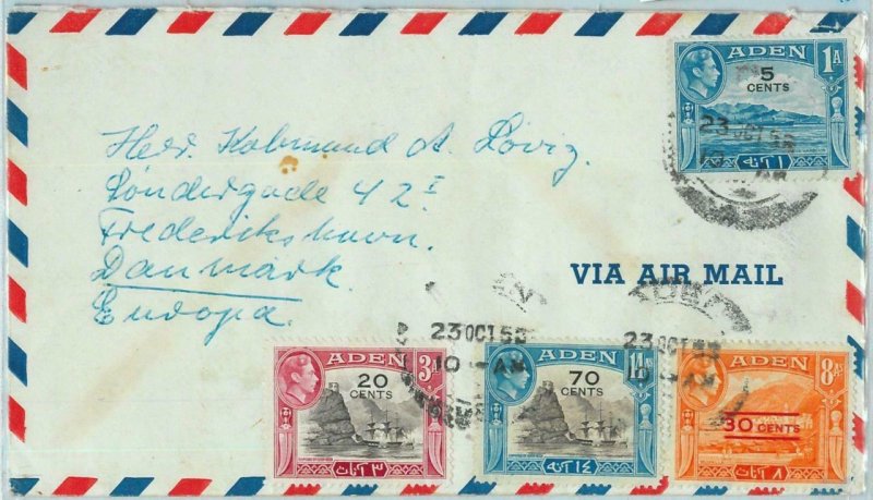 90555 -  ADEN - POSTAL HISTORY -   AIRMAIL COVER  to DENMARK ! 1955
