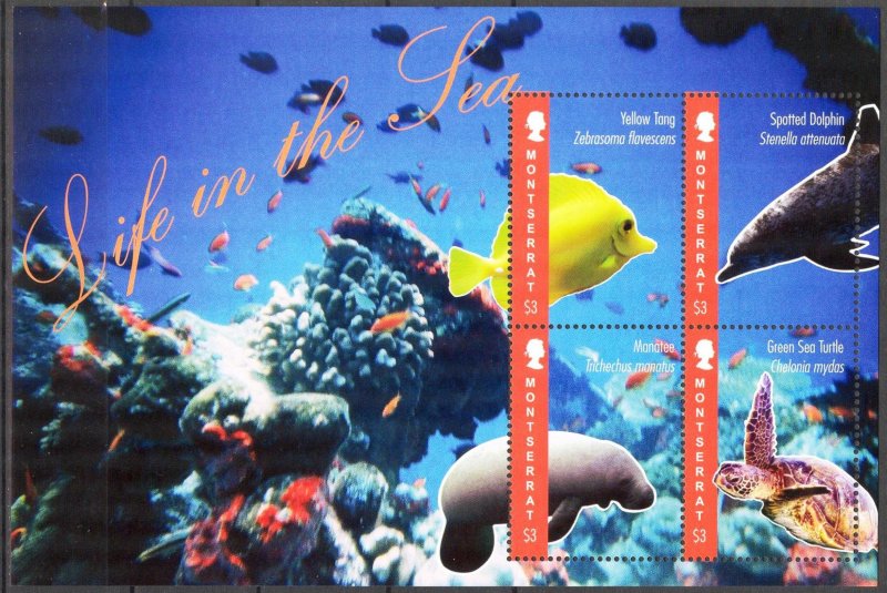 Montserrat 2012 Marine Life Fishes Turtles Dolphins Sheet MNH