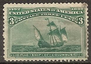 US  232 Used 1893 3c green Columbian Exposition