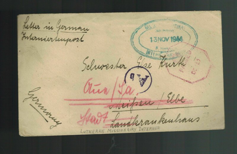 1944 Southern Rhodesia Internment Camp Cover Germany Luthern Missionary Intern