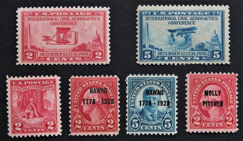 US Complete Year 1928 MNH & MLH 645-650
