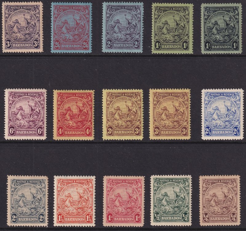 Barbados 165 / 179 Seal of the Colony 1925-35 set MVLH Wmk 4 CV $90.85