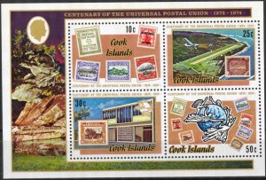 Cook Islands 1974 UPU Stamps on Stamps S/S MNH