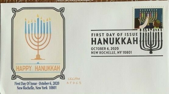 AFDCS 5530 Happy Hanukkah New Rochelle, NY Slogan Cancel 2020 