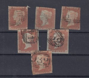 GB QV 1841 1d Red Imperf Collection Of 6 Fine Used BP9999