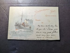 1898 Germany Norddeutscher Lloyd Menu Postcard Cover SS Preussen to Carouge