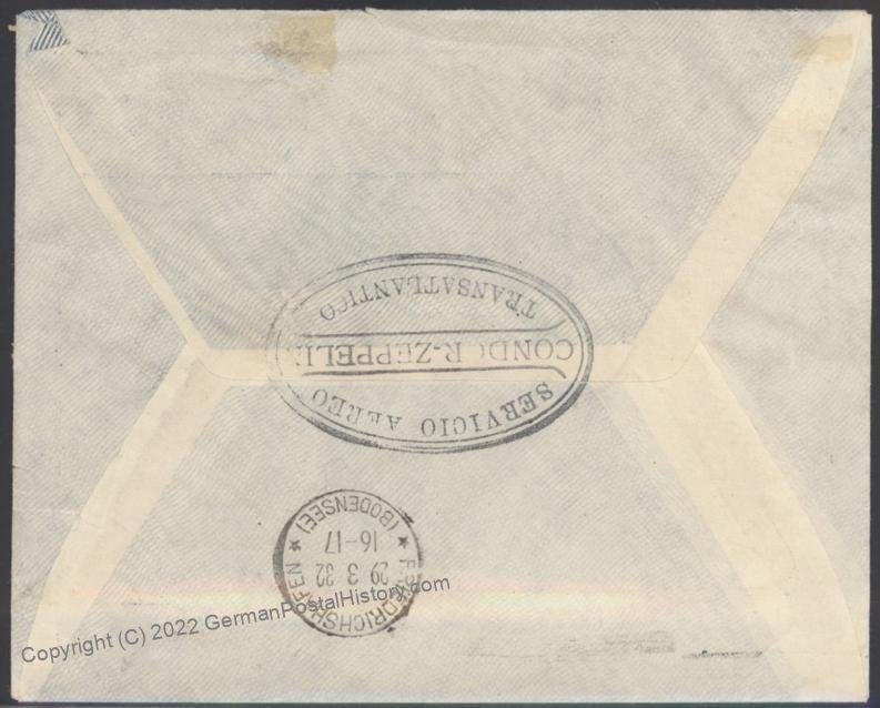 Paraguay 1932 Graf Zeppelin 1st SAF South America Flight Mi235C Germany C 106989