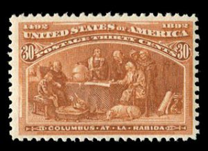 United States, 1893 Columbian Issue #239 Cat$240, 1893 30c orange brown, ligh...