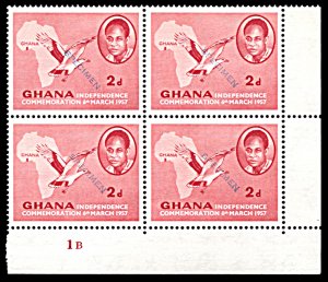 Ghana 1-4, MNH, Independence, Specimen Blocks of 4