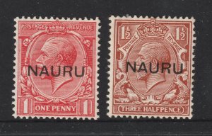 Nauru a 2 MH KGV with overprint in middle