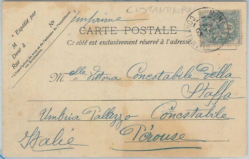 74719 - ALGIERS - POSTAL HISTORY - France 5 cnts on POSTCARD to ITALY  1905