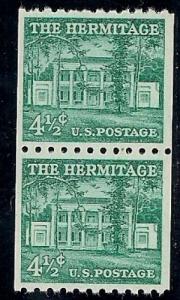 1059S 4 1/2 cent 1959 The Hermitage coil pair stamp mint OG NH VF