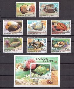 ZAIRE 1980 Tropical Marine Fish (8v+1ms, Cpt) Fresh MNH