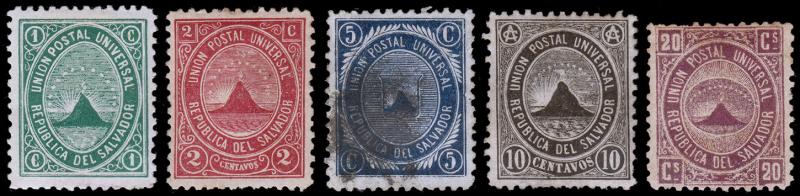 El Salvador Scott 13-17 (1879) Mint/Used H F-VF Complete Set