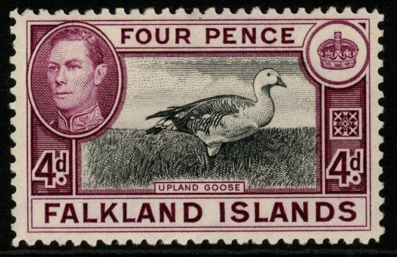 FALKLAND ISLANDS SG154 1938 4d BLACK & PURPLE MTD MINT