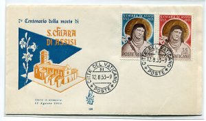 Vatican FDC Venetia 1953 St. Clare not traveled