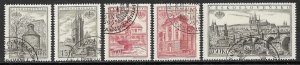 CZECHOSLOVAKIA 1955 International Philatelic Exhibit Singles SS Sc 719a-719e VFU