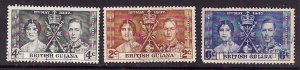 British Guiana-Sc#227-9- id7-used KGVI Omnibus set-Coronation-1937-