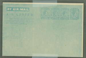 Ceylon  1947 3 x 10c, 1 x 5c stamps, greenish blue